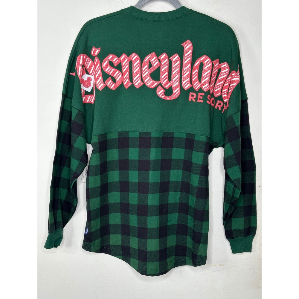 NEW Disney Spirit Jersey XS Green Buffalo Plaid Disneyland Holiday Glitter Shirt - Picture 6 of 8